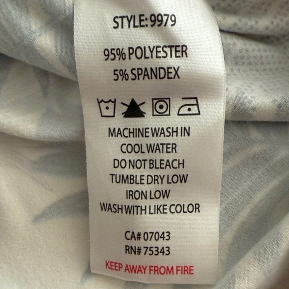 Tahari Blue and Pink Palm Leaf Print Midi Dress - Picture 9 of 10